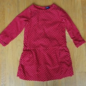 Baby Gap corduroy red dress with pink hearts sz4
